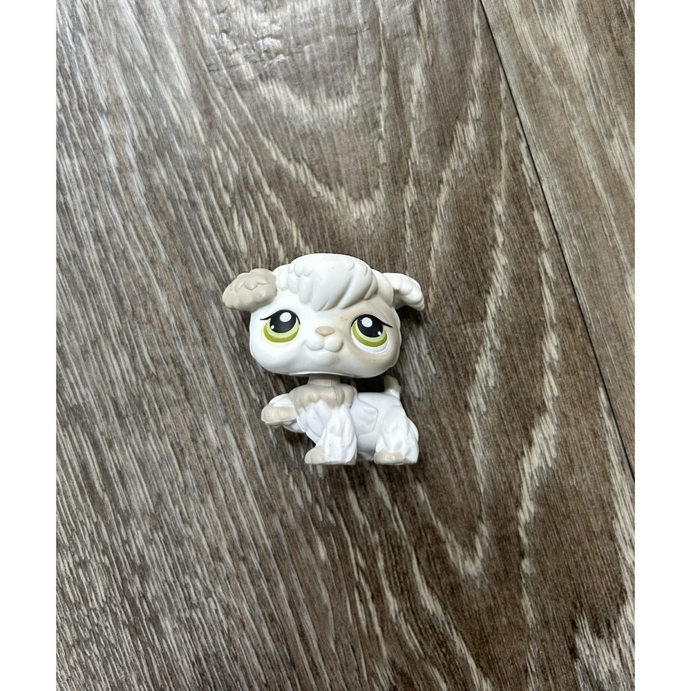 Littlest Pet Shop LPS Authentic Hasbro #204 White Grey Poodle Dog